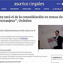 El ao 2019 ser el de la consolidacin en temas de inversin extranjera, Ordoez